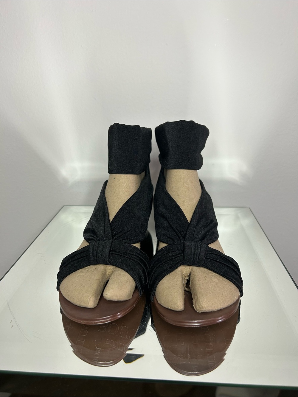 BOUTIQUE Black Fabric Wedge Sandal